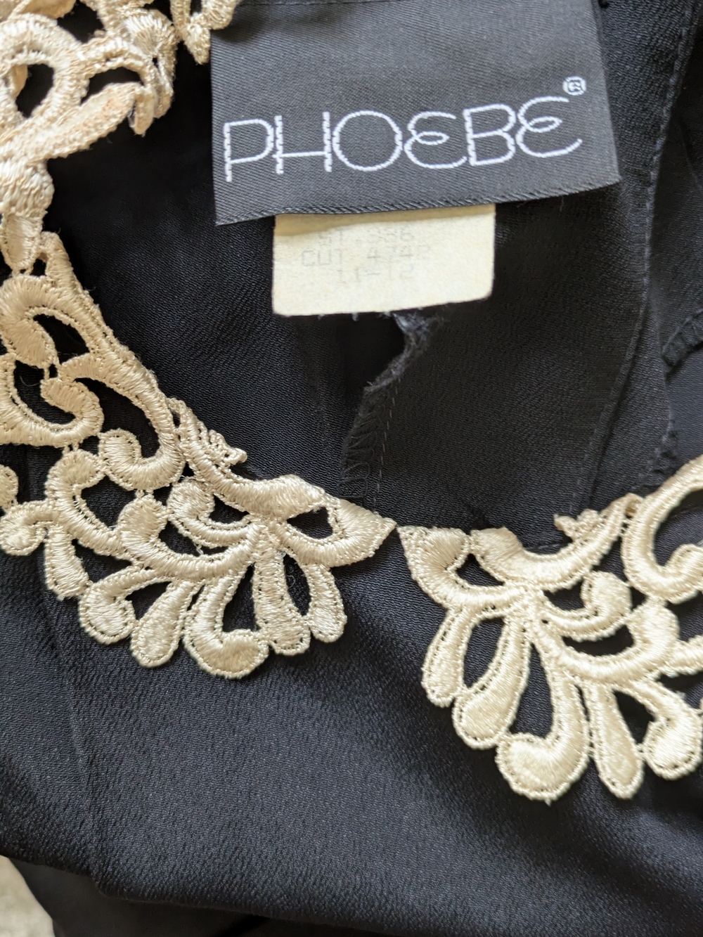 1940s Vintage Phoebe Classic Black Maxi Dress with Decorative Collar - Picture 9 of 10